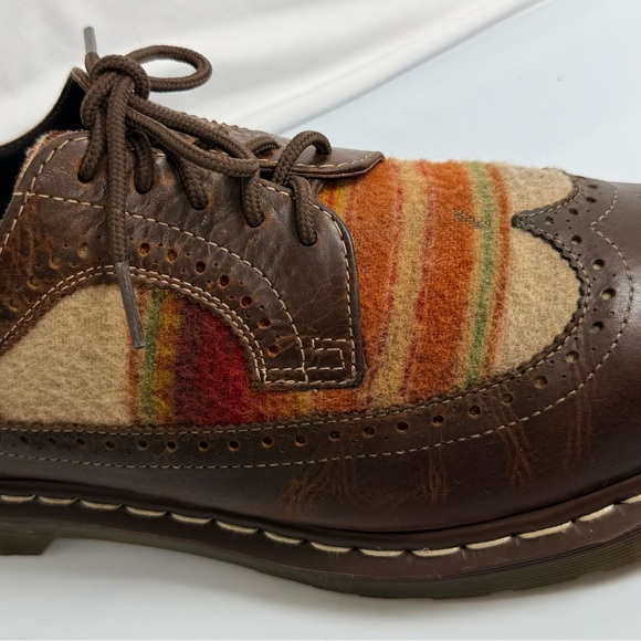 Rare Dr. Martens x Pendleton Sz 13 Leather Wingtip Oxfords Santa Fe Stripe Wool - Picture 5 of 12